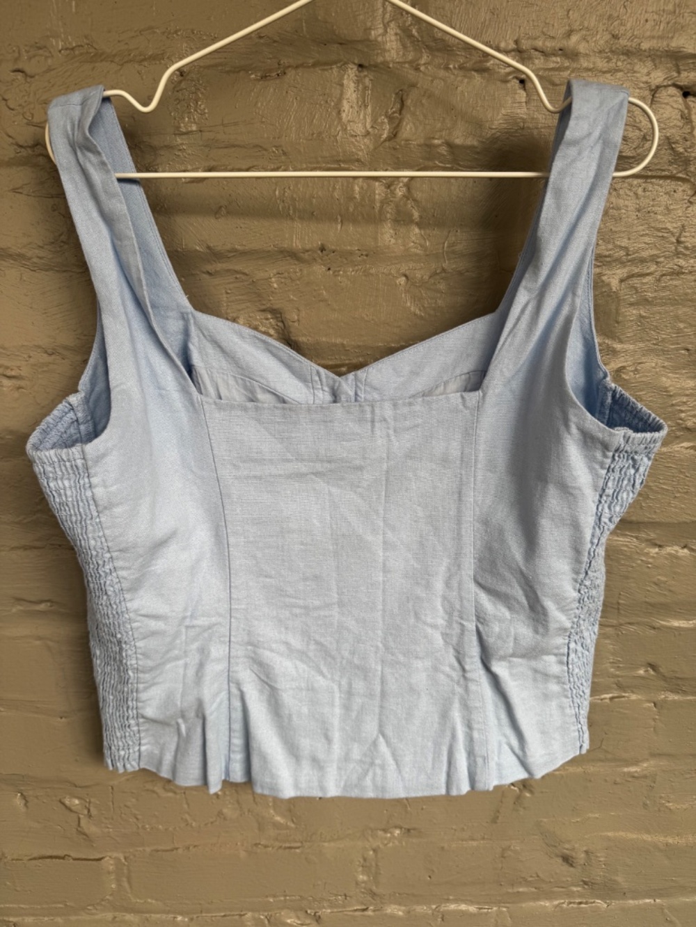 Button Front Linen Blend Summer Top - Picture 3 of 5